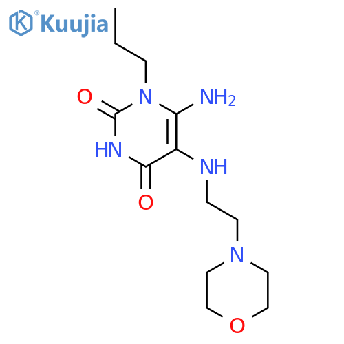 6-amino-5-{[2-(morpholin-4-yl)ethyl]amino}-1-propyl-1,2,3,4-tetrahydropyrimidine-2,4-dione structure