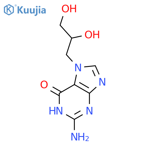 6H-PURIN-6-ONE, 2-AMINO-7-(2,3-DIHYDROXYPROPYL)-1,7-DIHYDRO- structure