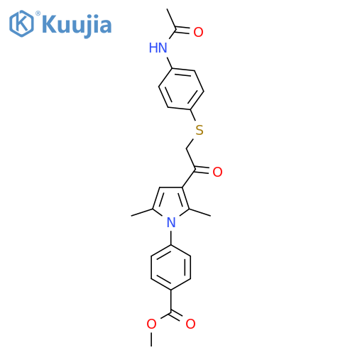 Methyl 4-[3-[2-(4-acetamidophenyl)sulfanylacetyl]-2,5-dimethylpyrrol-1-yl]benzoate structure