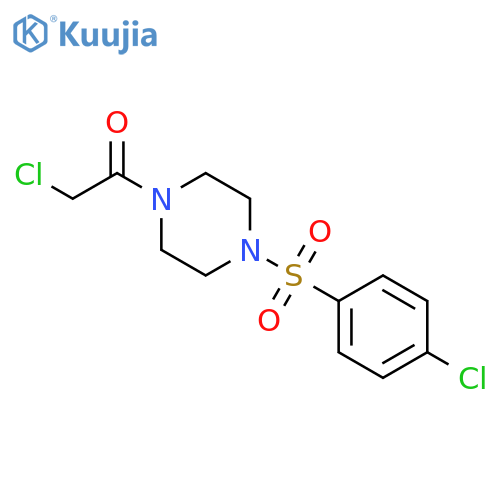 2-chloro-1-4-(4-chlorobenzenesulfonyl)piperazin-1-ylethan-1-one structure