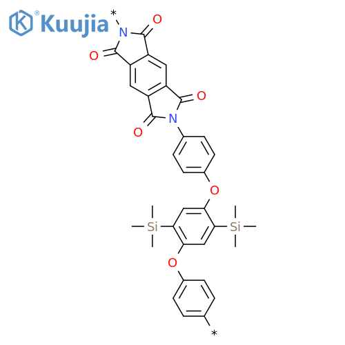 Poly[(5,7-dihydro-1,3,5,7-tetraoxobenzo[1,2-c:4,5-c']dipyrrole-2,6(1H,3H)-diyl)-1,4-phenyleneoxy[2,5-bis(trimethylsilyl)-1,4-phenylene]oxy-1,4-phenylene] structure