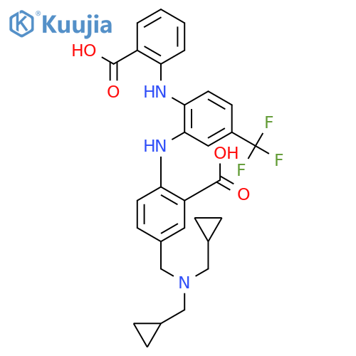 Benzoic acid,5-[[bis(cyclopropylmethyl)amino]methyl]-2-[[2-[(2-carboxyphenyl)amino]-5-(trifluoromethyl)phenyl]amino]- structure