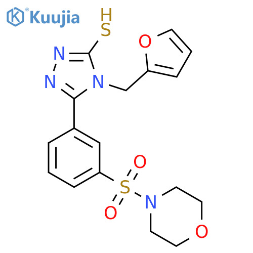 <br>4-(2-furylmethyl)-5-[3-(morpholin-4-ylsulfonyl)phenyl]-4H-1,2,4-triazole-3- thiol structure