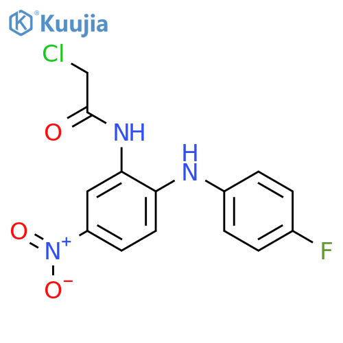 2-chloro-N-{2-[(4-fluorophenyl)amino]-5-nitrophenyl}acetamide structure