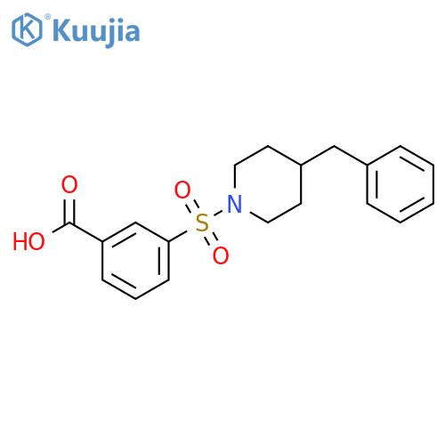 3-(4-benzylpiperidin-1-yl)sulfonylbenzoic acid structure