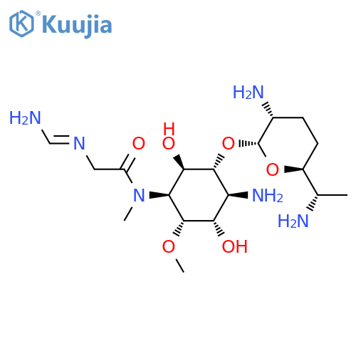 L-chiro-Inositol,4-amino-1,4-dideoxy-3-O-(2,6-diamino-2,3,4,6,7-pentadeoxy-b-L-lyxo-heptopyranosyl)-1-[[[(iminomethyl)amino]acetyl]methylamino]-6-O-methyl- structure