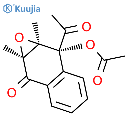r-1-acetoxy-1-acetyl-c-2,c-3-dimethyl-t-2,t-3-epoxy-1,2,3,4-tetrahydronaphthalen-4-one structure