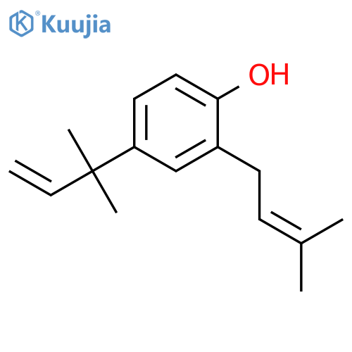4-(2-methylbut-3-en-2-yl)-2-(3-methylbut-2-en-1-yl)phenol structure