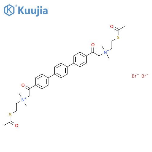2,2'-(1,1':4',1''-terphenyl-4,4''-diyl)bis{N-[2-(acetylsulfanyl)ethyl]-N,N-dimethyl-2-oxoethanaminium} dibromide structure