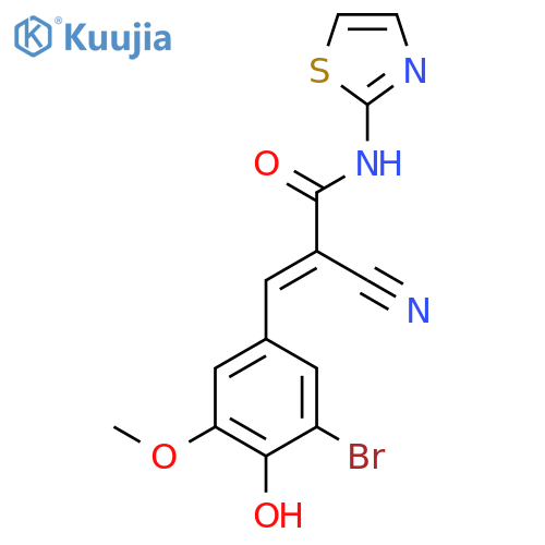 3-(3-bromo-4-hydroxy-5-methoxyphenyl)-2-cyano-N-(1,3-thiazol-2-yl)prop-2-enamide structure