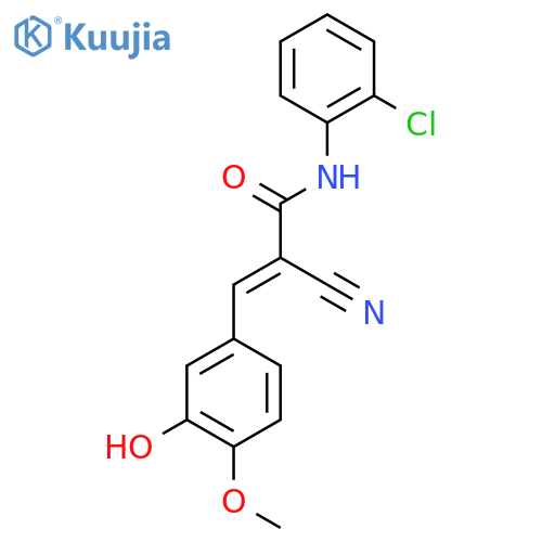 N-(2-chlorophenyl)-2-cyano-3-(3-hydroxy-4-methoxyphenyl)prop-2-enamide structure