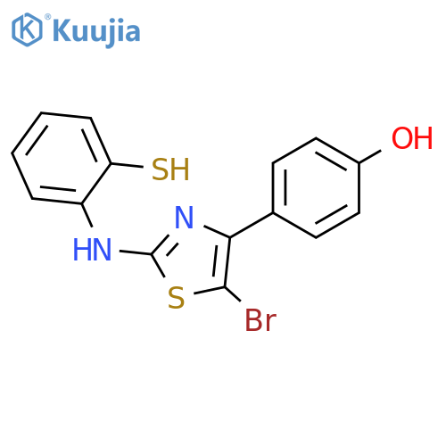 Phenol, 4-[5-bromo-2-[(2-mercaptophenyl)amino]-4-thiazolyl]- structure