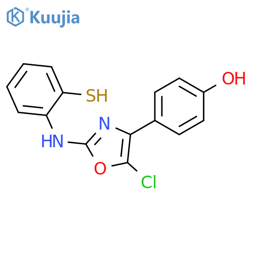 Phenol, 4-[5-chloro-2-[(2-mercaptophenyl)amino]-4-oxazolyl]- structure