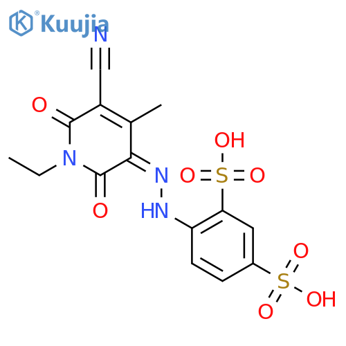 1,3-Benzenedisulfonicacid,4-[2-(5-cyano-1-ethyl-1,6-dihydro-2-hydroxy-4-methyl-6-oxo-3-pyridinyl)diazenyl]- structure
