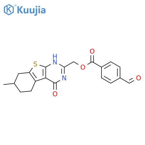 (1,4,5,6,7,8-Hexahydro-7-methyl-4-oxo[1]benzothieno[2,3-d]pyrimidin-2-yl)methyl 4-formylbenzoate structure