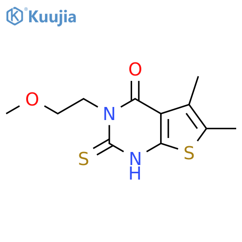 3-(2-methoxyethyl)-5,6-dimethyl-2-sulfanyl-3H,4H-thieno2,3-dpyrimidin-4-one structure
