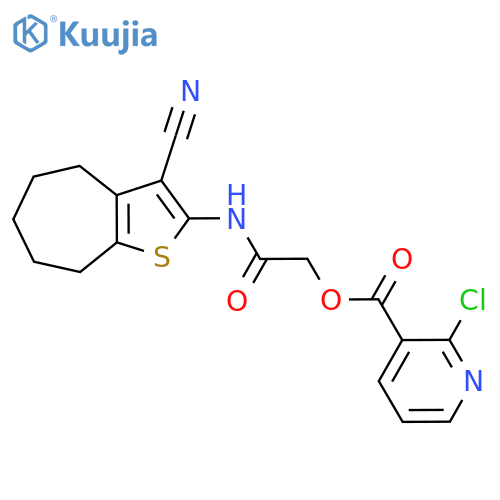({3-cyano-4H,5H,6H,7H,8H-cyclohepta[b]thiophen-2-yl}carbamoyl)methyl 2-chloropyridine-3-carboxylate structure