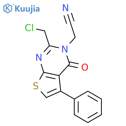 2-2-(chloromethyl)-4-oxo-5-phenyl-3H,4H-thieno2,3-dpyrimidin-3-ylacetonitrile structure