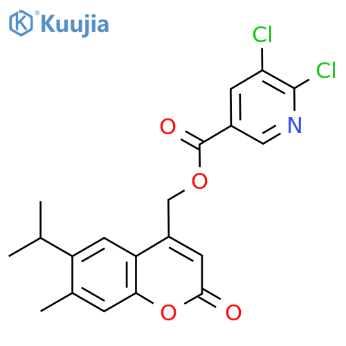 [7-methyl-2-oxo-6-(propan-2-yl)-2H-chromen-4-yl]methyl 5,6-dichloropyridine-3-carboxylate structure