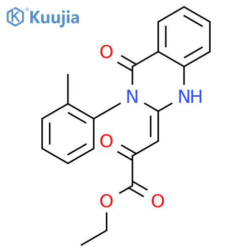 ethyl (3E)-3-[3-(2-methylphenyl)-4-oxo-3,4-dihydroquinazolin-2(1H)-ylidene]-2-oxopropanoate structure