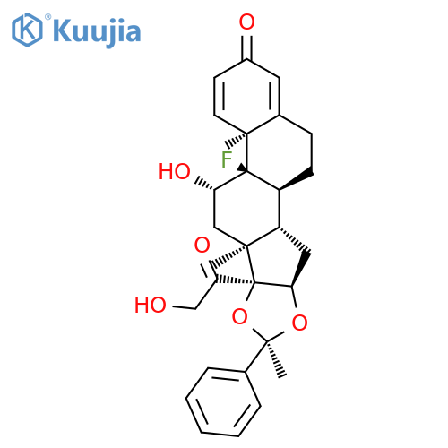 Pregna-1,4-diene-3,20-dione,9-fluoro-11,21-dihydroxy-16,17-[[(1R)-1-phenylethylidene]bis(oxy)]-, (11b,16a)- structure