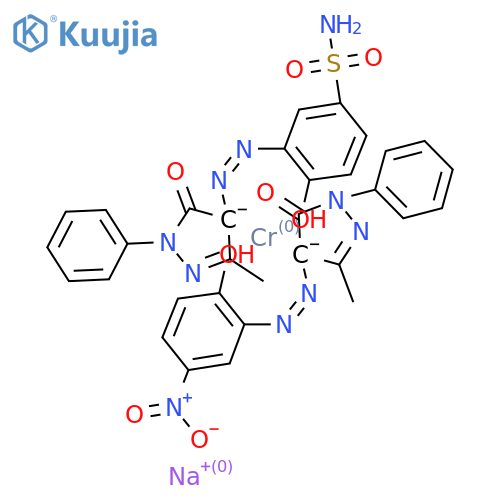Chromate(1-), [2,4-dihydro-4-[(2-hydroxy-5-nitrophenyl)azo]-5-methyl-2-phenyl-3H-pyrazol-3-onato(2-)][3-[(4,5-dihydro-3-methyl-5-oxo-1-phenyl-1H-pyrazol-4-yl)azo]-4-hydroxybenzenesulfonamidato(2-)]-, sodium structure