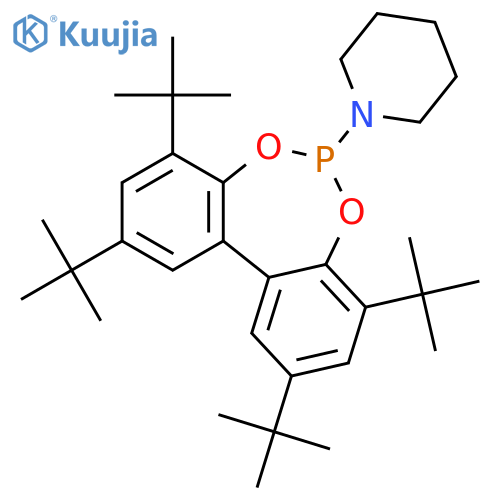 Piperidine, 1-[2,4,8,10-tetrakis(1,1-dimethylethyl)dibenzo[d,f][1,3,2]dioxaphosphepin-6-yl]- structure