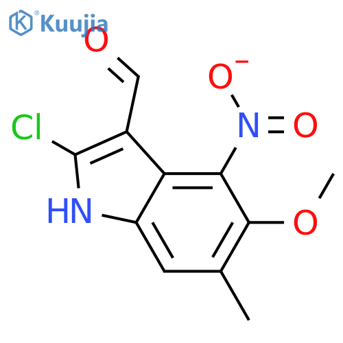 2-chloro-5-methoxy-6-methyl-4-nitro-1H-indole-3-carbaldehyde structure