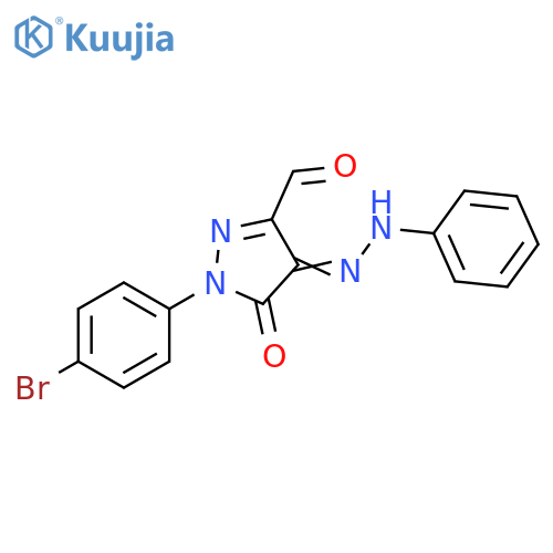 1H-Pyrazole-3-carboxaldehyde,1-(4-bromophenyl)-4,5-dihydro-5-oxo-4-(phenylhydrazono)- structure