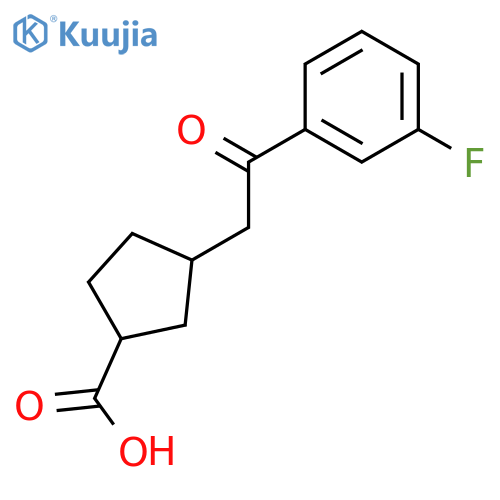 (1R,3S)-3-[2-(3-fluorophenyl)-2-oxo-ethyl]cyclopentane-1-carboxylic acid structure