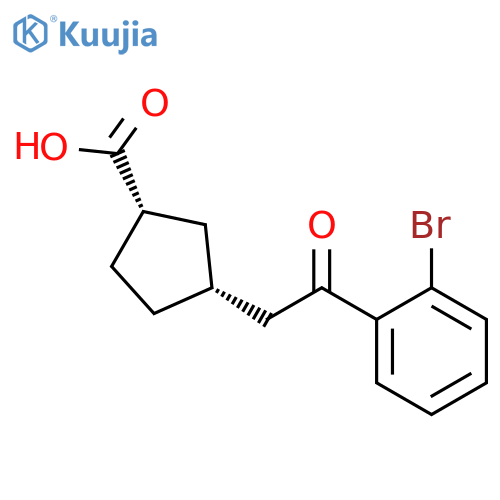cis-3-2-(2-Bromophenyl)-2-oxoethyl-cyclopentane-1-carboxylic acid structure