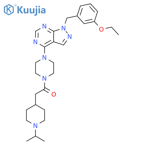 Piperazine,1-[1-[(3-ethoxyphenyl)methyl]-1H-pyrazolo[3,4-d]pyrimidin-4-yl]-4-[[1-(1-methylethyl)-4-piperidinyl]acetyl]- structure