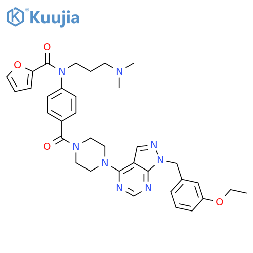2-Furancarboxamide,N-[3-(dimethylamino)propyl]-N-[4-[[4-[1-[(3-ethoxyphenyl)methyl]-1H-pyrazolo[3,4-d]pyrimidin-4-yl]-1-piperazinyl]carbonyl]phenyl]- structure