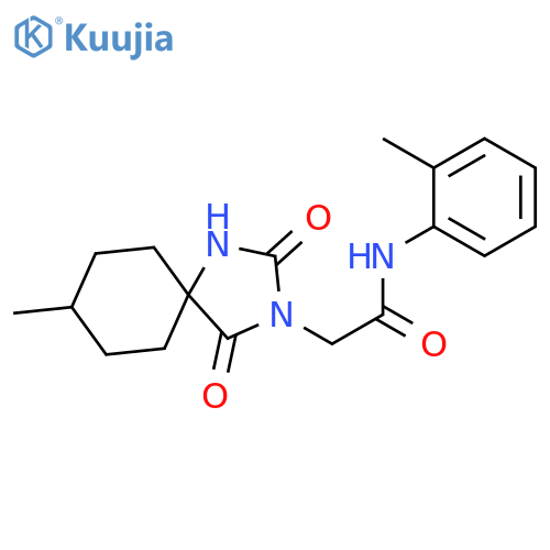 2-(8-methyl-2,4-dioxo-1,3-diazaspiro[4.5]decan-3-yl)-N-(2-methylphenyl)acetamide structure