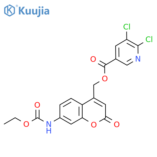 {7-[(ethoxycarbonyl)amino]-2-oxo-2H-chromen-4-yl}methyl 5,6-dichloropyridine-3-carboxylate structure