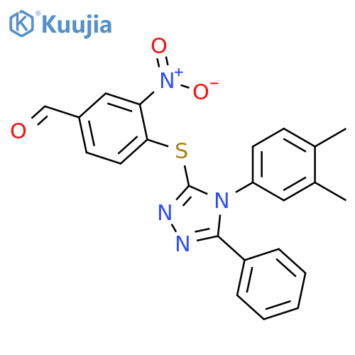4-[[4-(3,4-Dimethylphenyl)-5-phenyl-4H-1,2,4-triazol-3-yl]thio]-3-nitrobenzaldehyde structure