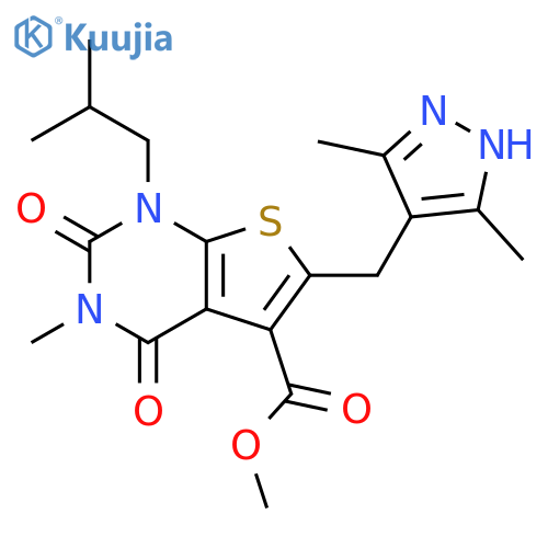 methyl 6-[(3,5-dimethyl-1H-pyrazol-4-yl)methyl]-1-isobutyl-3-methyl-2,4-dioxo-1,2,3,4-tetrahydrothieno[2,3-d]pyrimidine-5-carboxylate structure