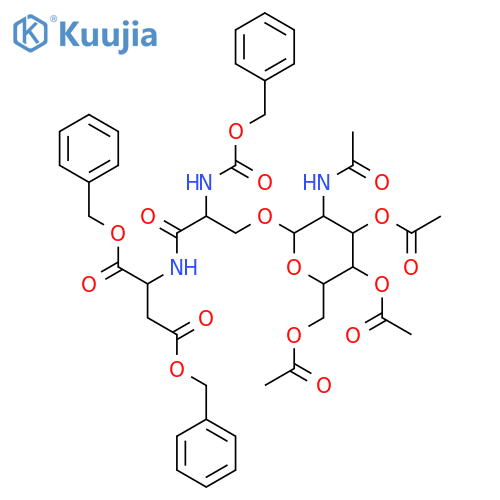 Dibenzyl 2-[[3-[3-acetamido-4,5-diacetyloxy-6-(acetyloxymethyl)oxan-2-yl]oxy-2-(phenylmethoxycarbonylamino)propanoyl]amino]butanedioate structure
