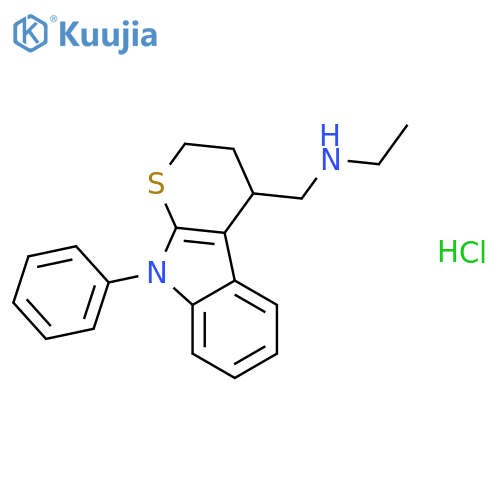 Thiopyrano[2,3-b]indole-4-methanamine,N-ethyl-2,3,4,9-tetrahydro-9-phenyl-, hydrochloride (1:1) structure