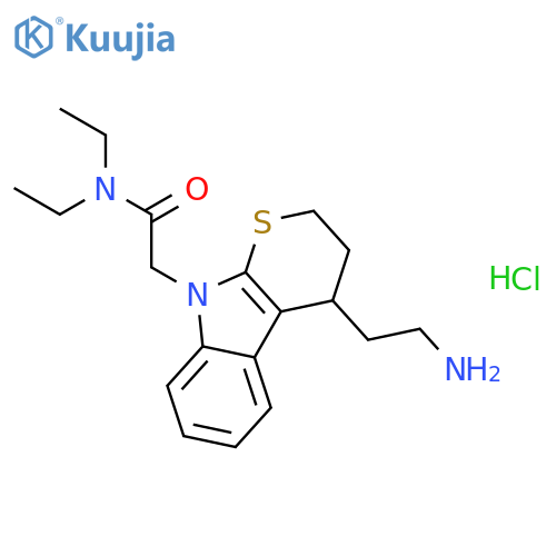 2-[4-(2-aminoethyl)-3,4-dihydrothiopyrano[2,3-b]indol-9(2H)-yl]-N,N-diethylacetamide hydrochloride structure