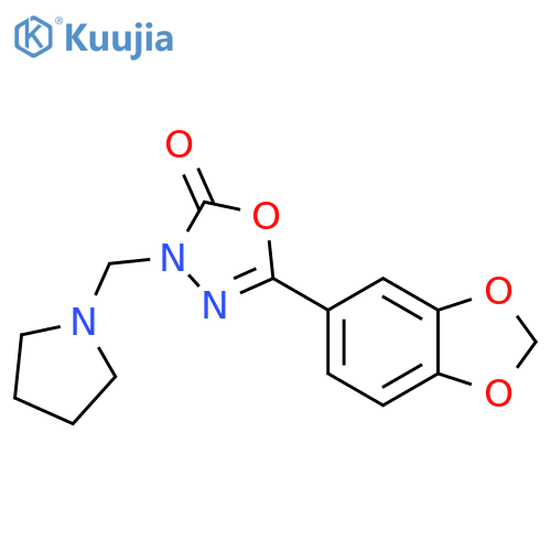 1,3,4-Oxadiazol-2(3H)-one,5-(1,3-benzodioxol-5-yl)-3-(1-pyrrolidinylmethyl)- structure