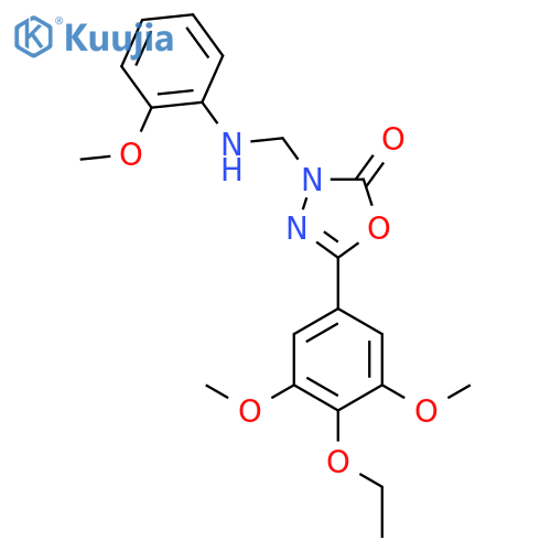 5-(4-ethoxy-3,5-dimethoxyphenyl)-3-{[(2-methoxyphenyl)amino]methyl}-1,3,4-oxadiazol-2(3H)-one structure