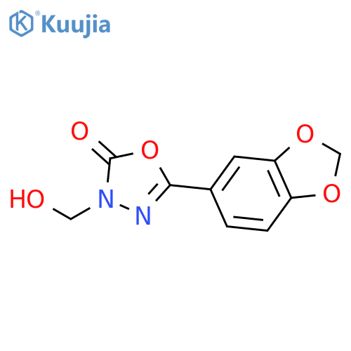 5-(1,3-benzodioxol-5-yl)-3-(hydroxymethyl)-1,3,4-oxadiazol-2(3H)-one structure