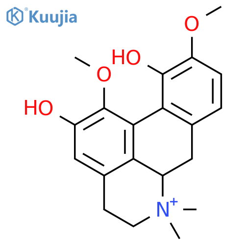 (6aS)-2,11-dihydroxy-1,10-dimethoxy-6,6-dimethyl-5,6,6a,7-tetrahydro-4H-dibenzo[de,g]quinolinium structure