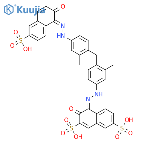 (4Z)-4-[(3-methyl-4-{2-methyl-4-[(2Z)-2-(2-oxo-6-sulfonaphthalen-1(2H)-ylidene)hydrazino]benzyl}phenyl)hydrazono]-3-oxo-3,4-dihydronaphthalene-2,7-disulfonic acid structure