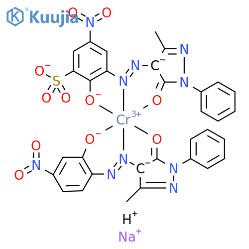 Chromate(2-), [2,4-dihydro-4-[(2-hydroxy-4-nitrophenyl)azo]-5-methyl-2-phenyl-3H-pyrazol-3-onato(2-)][3-[(4,5-dihydro-3-methyl-5-oxo-1-phenyl-1H-pyrazol-4-yl)azo]-2-hydroxy-5-nitrobenzenesulfonato(3-)]-, sodium hydrogen structure