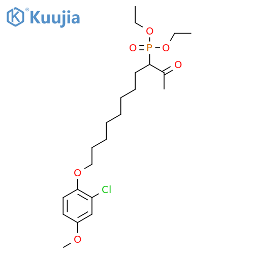 diethyl [1-acetyl-9-(2-chloro-4-methoxyphenoxy)nonyl]phosphonate structure