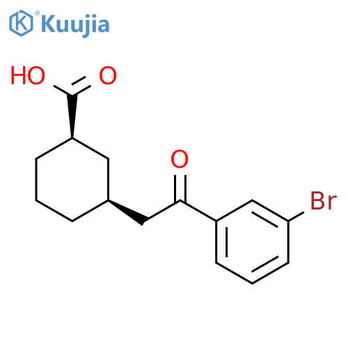 cis-3-2-(3-Bromophenyl)-2-oxoethyl-cyclohexane-1-carboxylic acid structure