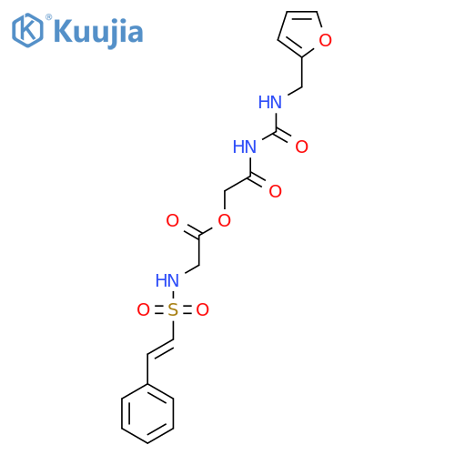 2-({[(Furan-2-yl)methyl]carbamoyl}amino)-2-oxoethyl 2-(2-phenylethenesulfonamido)acetate structure