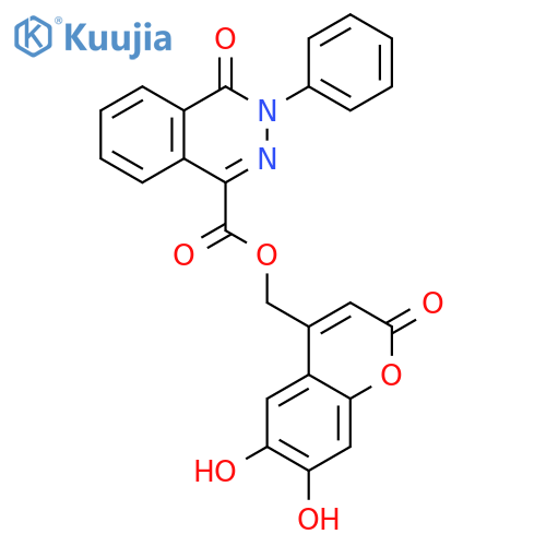 (6,7-dihydroxy-2-oxo-2H-chromen-4-yl)methyl 4-oxo-3-phenyl-3,4-dihydrophthalazine-1-carboxylate structure